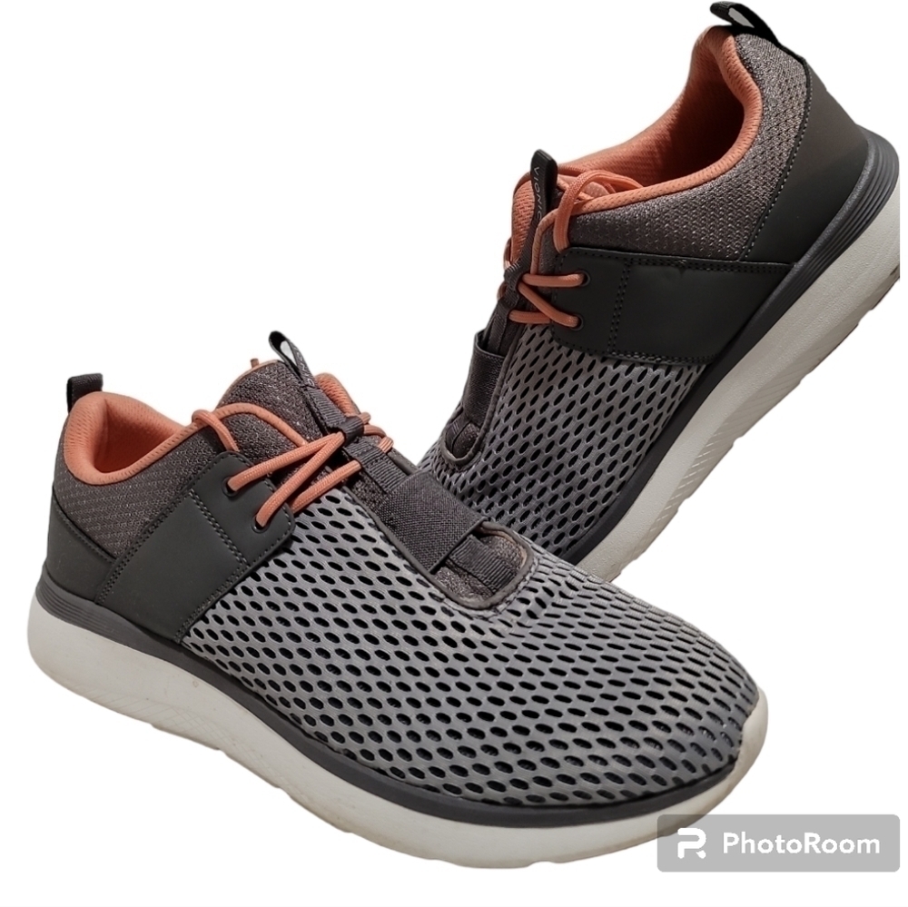 Vionic Coro Mesh Lace-Up Athletic Sneakers 12 Gray/Orange